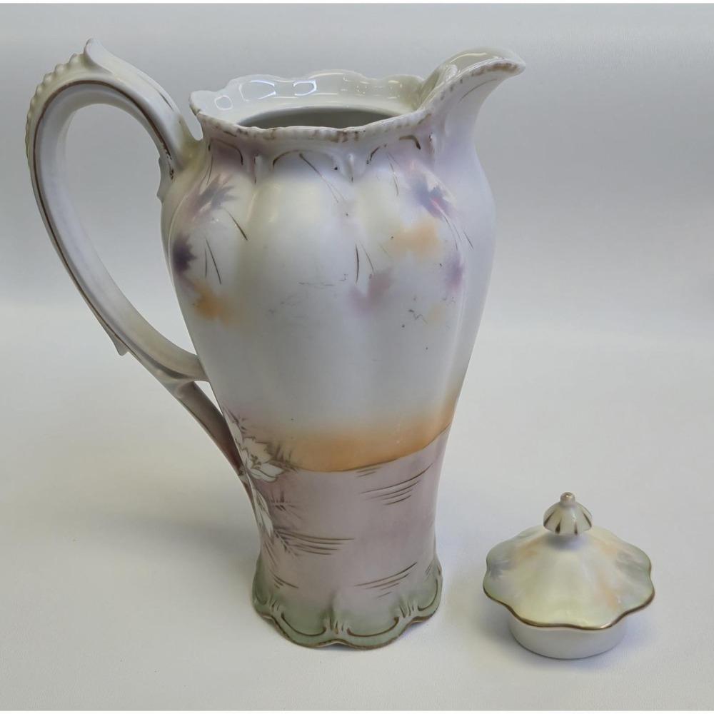Antique R.S. Prussia "Swans on Lake" Chocolate Pot - Satin Finish - Art Nouveau - Picture 8 of 16